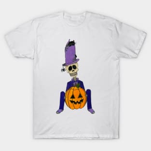 Skeleton With Jack-O-Lantern T-Shirt